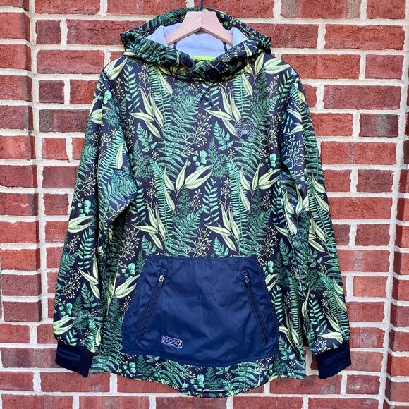 Saga Outerwear Other - Saga Outerwear Saga Tech Hooded Pullover Adult Large Black Green Leaf Print